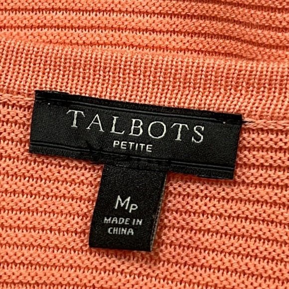 TALBOTS Coral/Peach Cotton Open Front Long Line 3 Button Cuff Knit Cardigan  MP - Picture 4 of 15